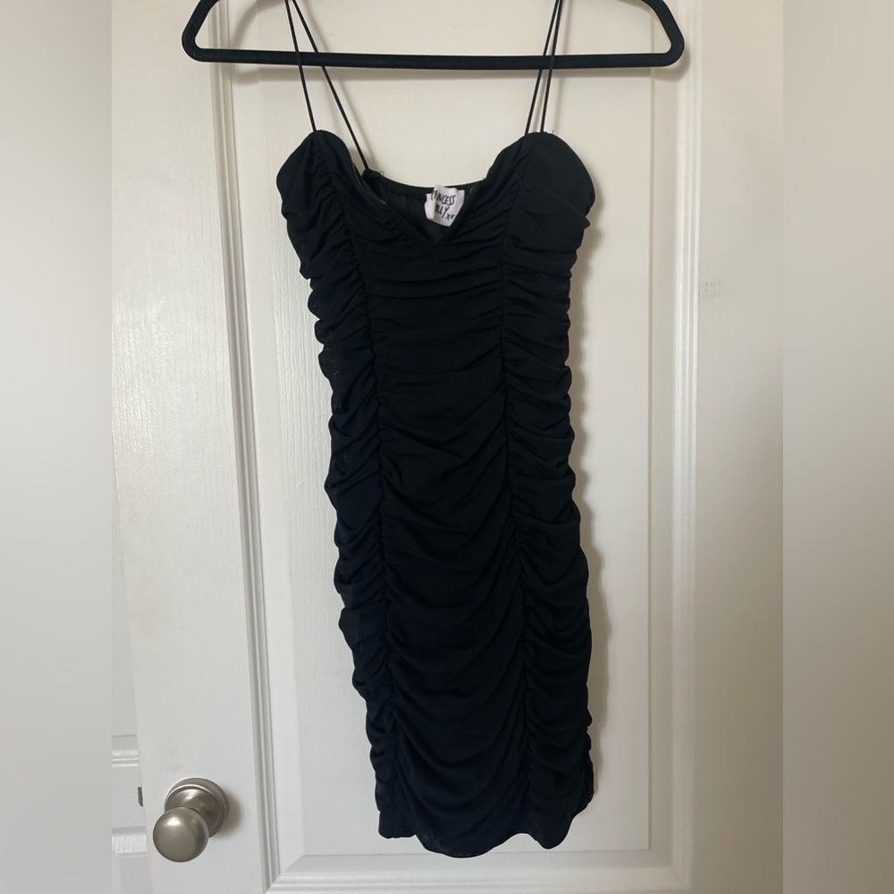 Princess Polly Ruched Black Mini Dress